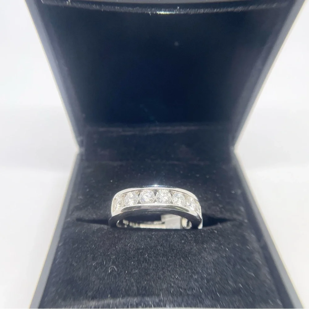 Mens Moissanite Ring Anniversary Wedding Band 925 18K GRA Certified Eternity